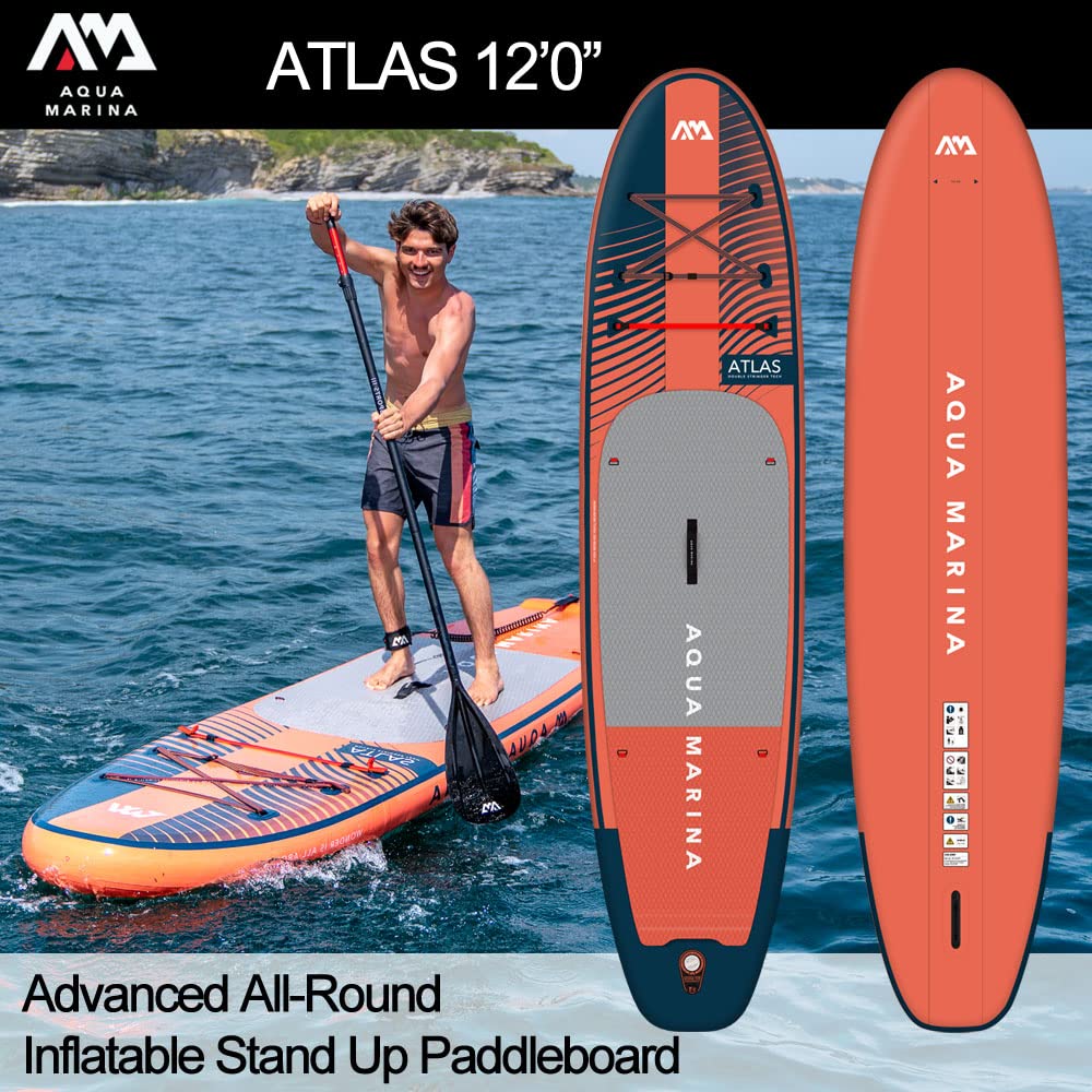Aqua Marina ATLAS - Tavola gonfiabile per stand up paddle (iSUP), 3,7 m, lunghezza 366 cm