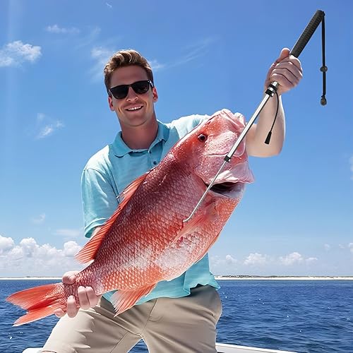 Miniatura 7 de SAN LIKE Garfio de pesca telescópico de aluminio/fibra de vidrio con mango de goma antideslizante Gancho de acero inoxidable con tornillo M8