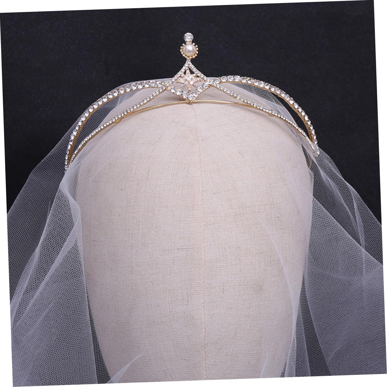 Housoutil Bride Crown Hair Accessory Zircon Rhinestone Inlaid Chic Wedding Headwear Party Circlet for Women