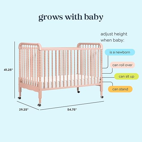 Miniatura 3 de DaVinci Jenny Lind Cuna convertible 3 en 1 en rosa rubor, ruedas extraíbles, Greenguard Gold
