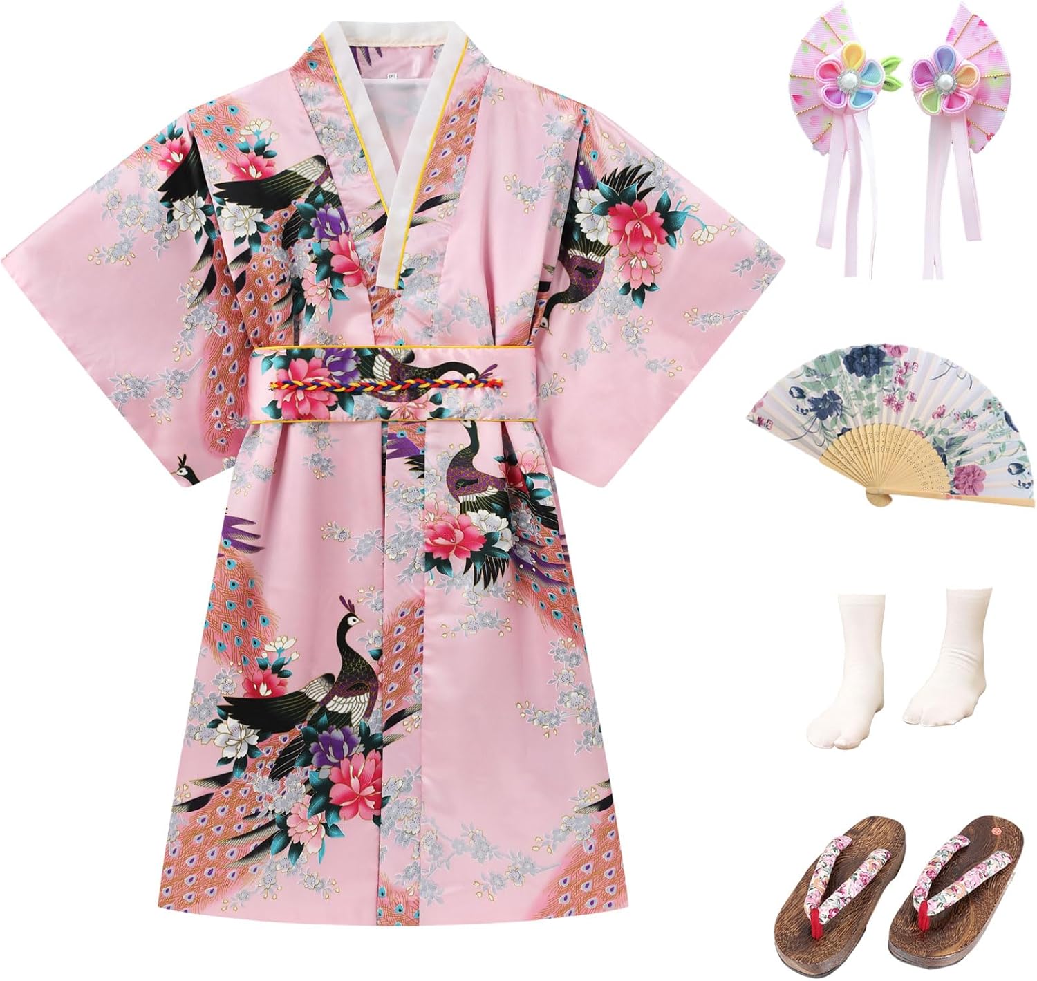 Japanese Traditional Dress for Girls Costume Kimono for Kids Set