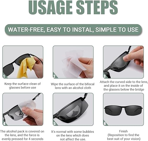 Miniatura 6 de MZWOTO Stick on Readers, Clear Magnified Bifocal Lenses Convert Eyewear into Reading Glasses, Reusable No Water Needed