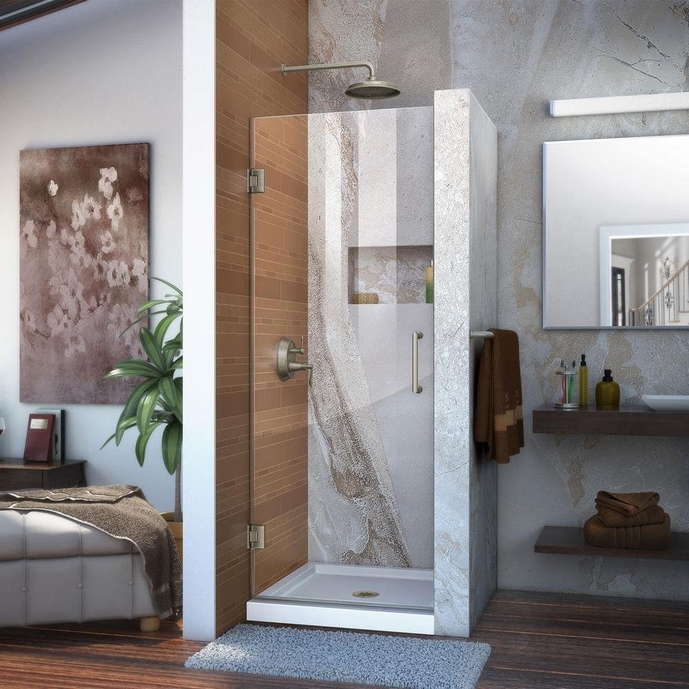DreamLine Unidoor 30 in. W x 72 in. H Frameless Hinged Shower Door in Brushed Nickel, SHDR-20307210F-04