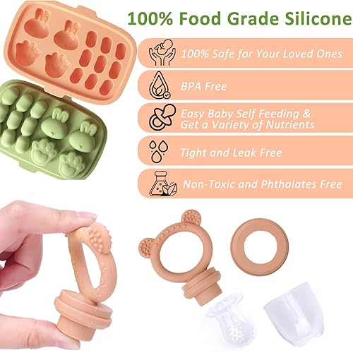 Miniatura 3 de JEXFUN Juego de bandeja para chupón y congelador para alimentos para bebés, moldes para paletas de leche materna para dentición, recipientes de