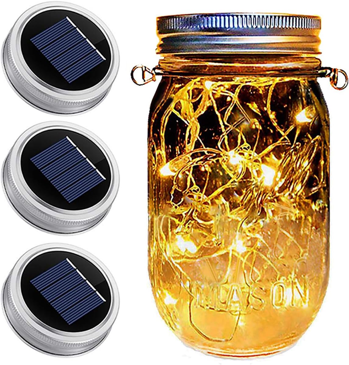 Dracarys 3 Pack Mason Jar Solar Lights Lids, Solar Fairy LED Lights (NO Jars&Hanger), Festival Garden Shed Windows Party Decor Lanterns String Outdoor