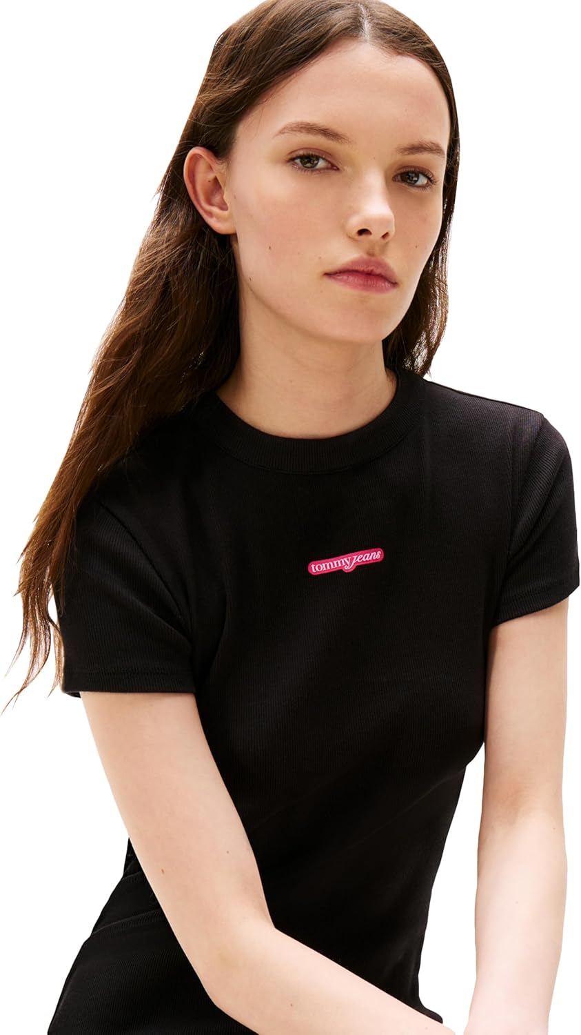 Tommy Jeans Women's Short Sleeve Ribbed Mini Dress with Logo Detail - Image 2