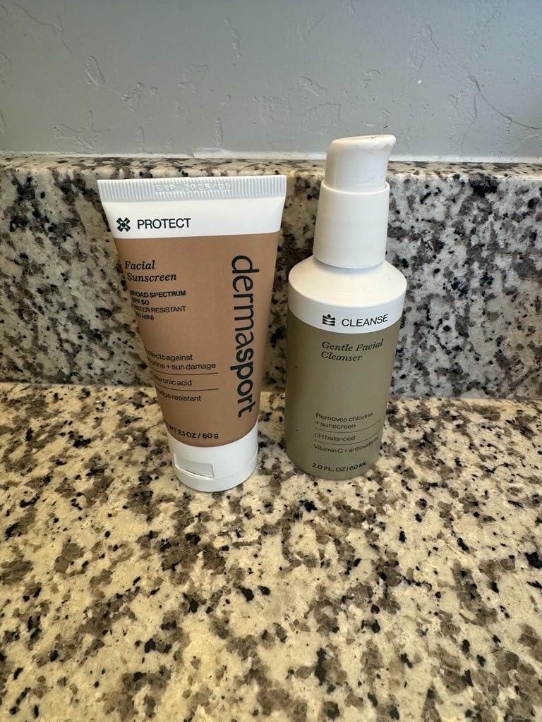 DERMASPORT SKINCARE Dermasport Skin Care Set for Men and Women Athletes, SPF 50 Face Sunscreen + Gentle Cleanser, Daily Routine for Pre/Post Workout, Travel Kit, Sensitive Skin