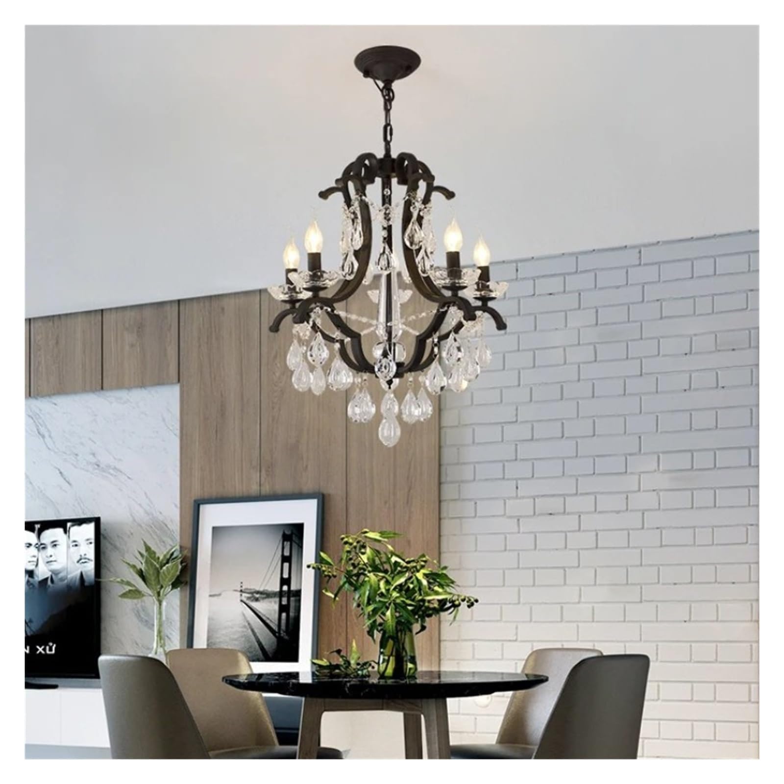 Lustre en cristal forgé LED 55 cm pour éclairage de salon