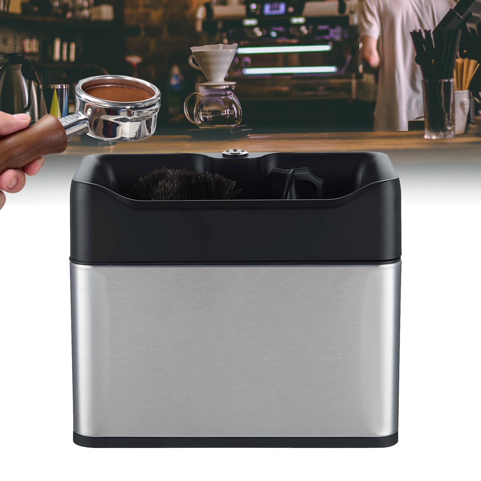 Boîte à Marc De Café NOTSEK – Acier Inoxydable – Support Porte-Filtre Silencieux & Détachable