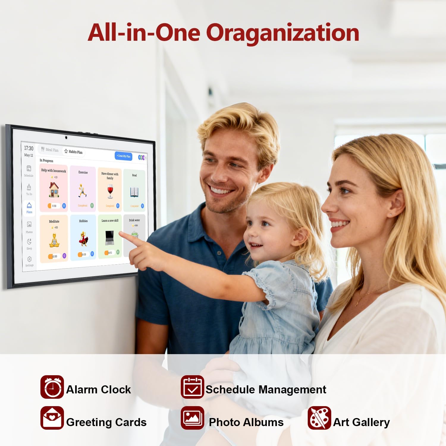 10.1 Inch Digital Calendar – HD Touchscreen Family Smart Calendar Electronic with Chore Chart & Meal Planner, Interactive Display for Family Schedules for Wall Display