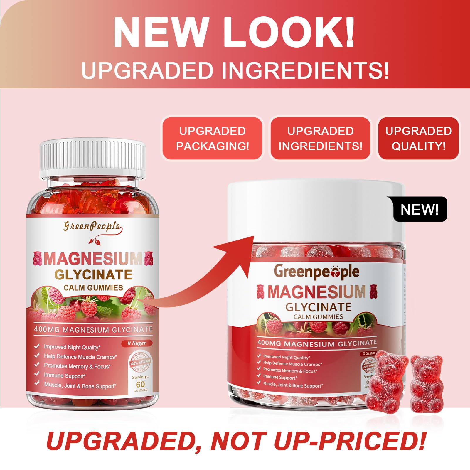 GREENPEOPLE Magnesium Glycinate Gummies 400mg - Raspberry, 60ct — Amazon image 6