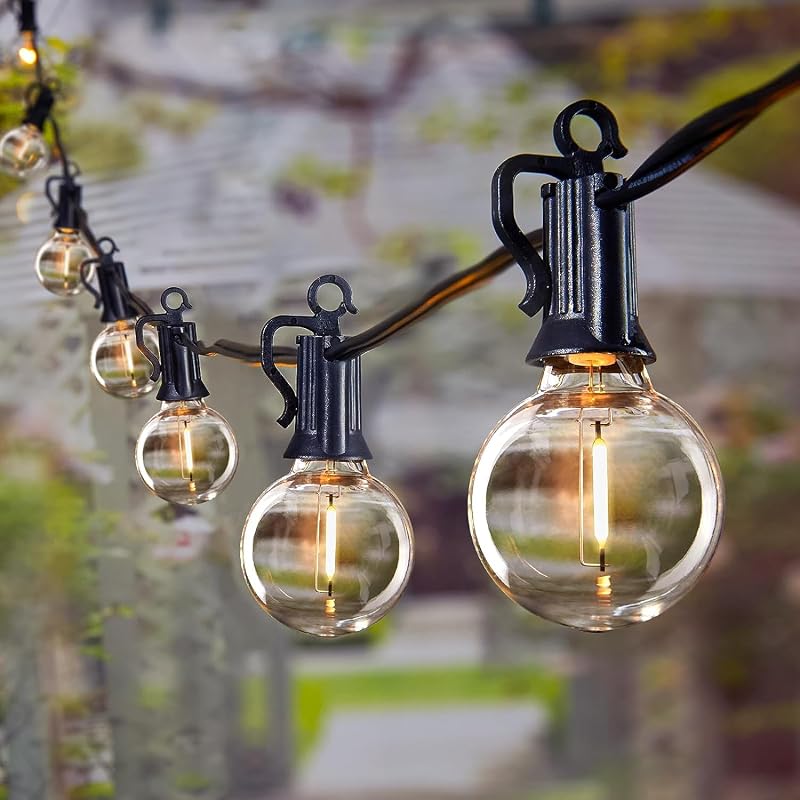 Brightown Cadena de luces para exteriores, luces de patio impermeables IP65 LED G40 de 109 pies | 50 bombillas Edison inastillables, enchufables, regulables, conectables, luz exterior para patio, porche, fiesta, decoración navideña