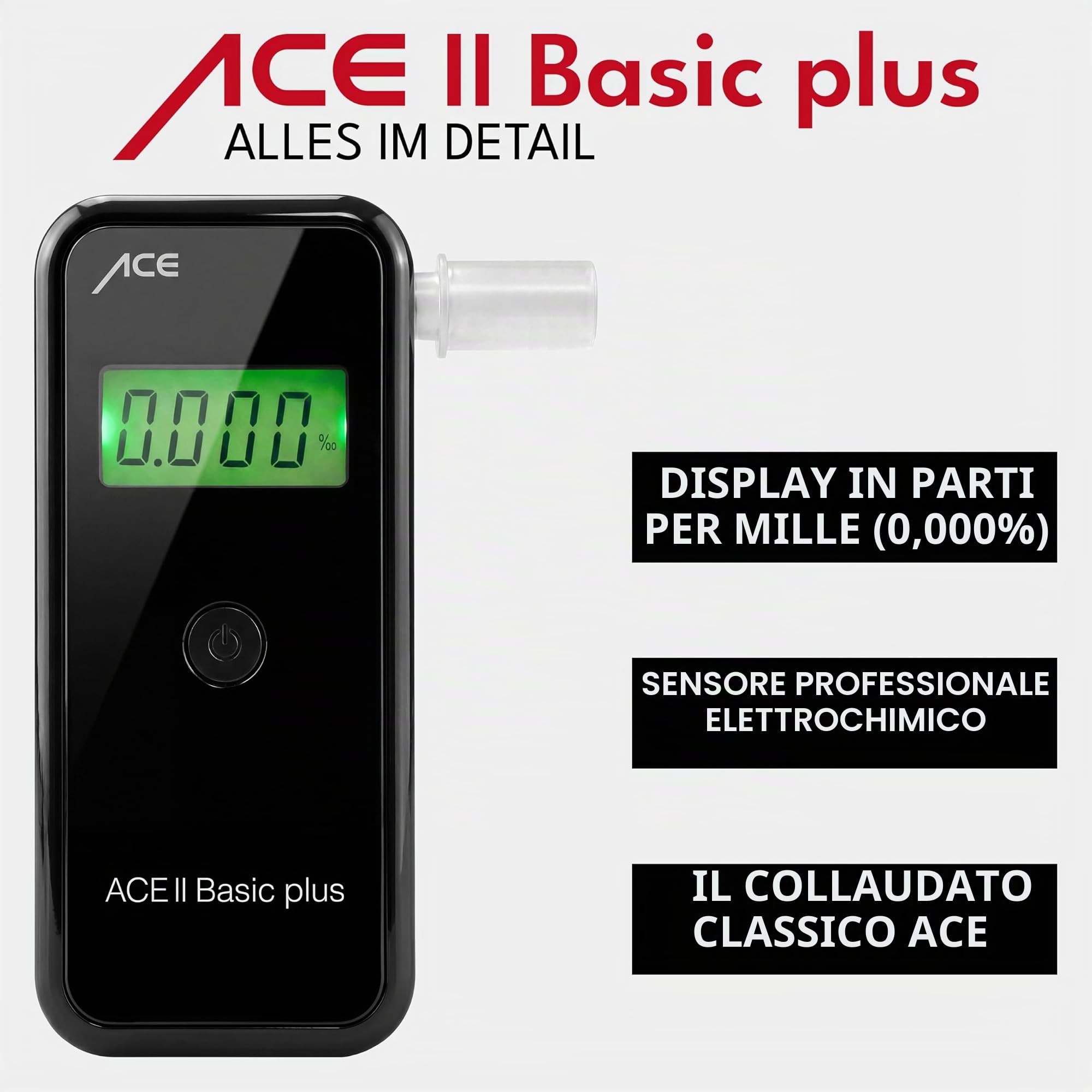 ACE Alcoscan II Basic 0 - 0.4% Nero alcohol testers