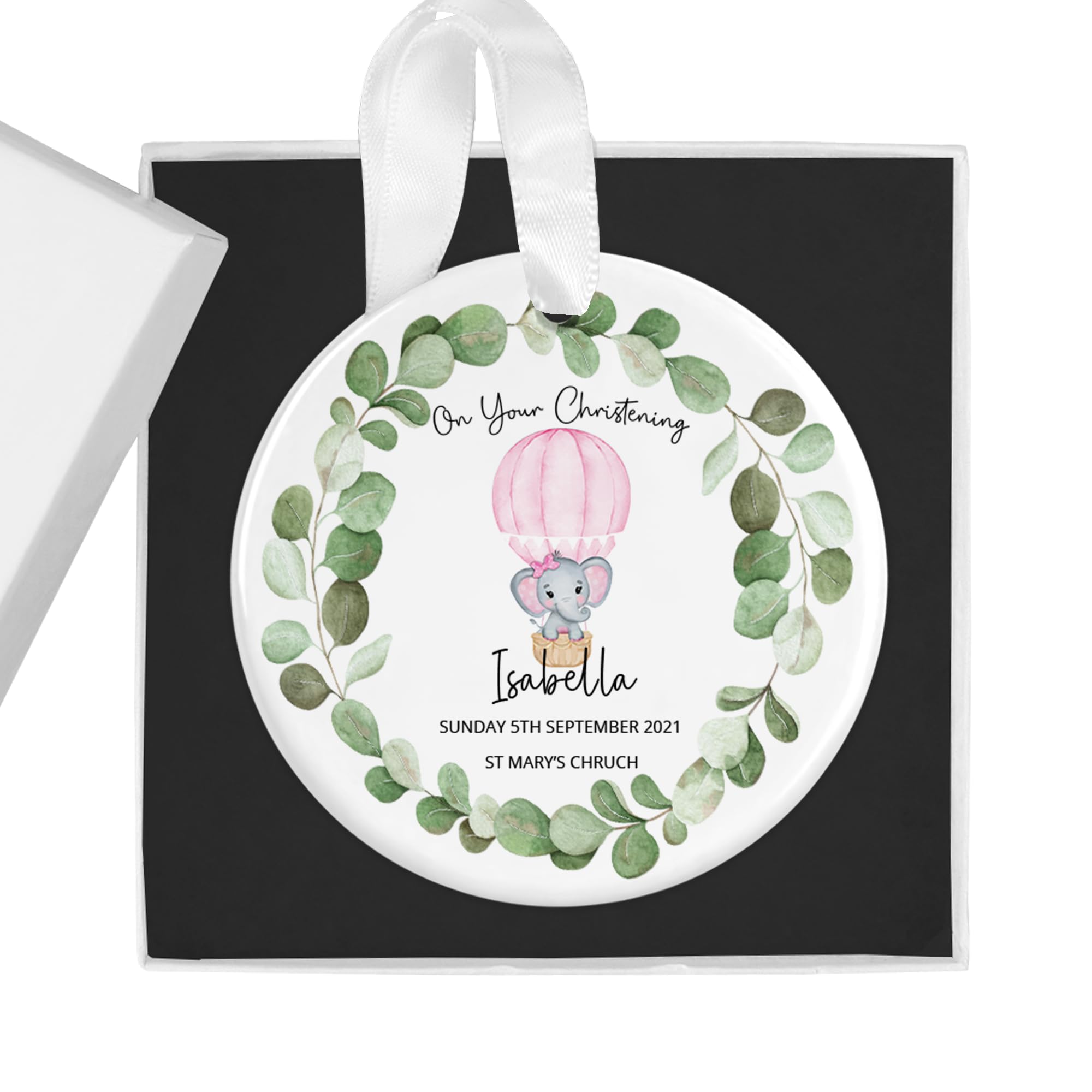 Personalised Christening Ornament with Gift Box, Custom Christening Gifts, Christening Keepsake, Hanging Baptism Gift, Baby Keepsake, Christening Gifts For Girls
