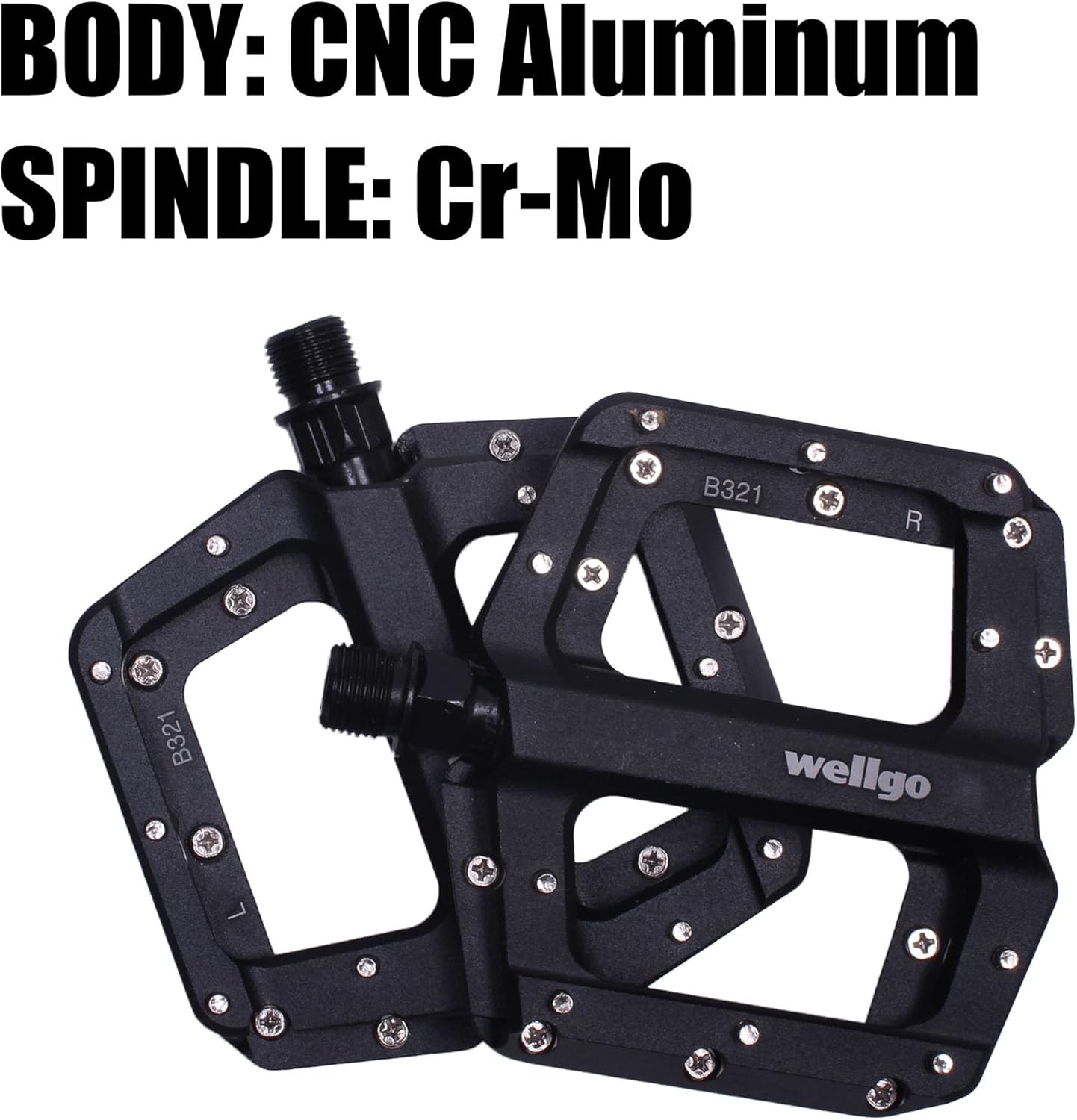 Lightweight Bike Pedals,Waterproof Bicycle Pedals with CNC Aluminum,Universal 9/16 inch Anti-Skid Platform for Commuter Bike,MTB,E-Bike,BMX,Wellgo B321 Pedals