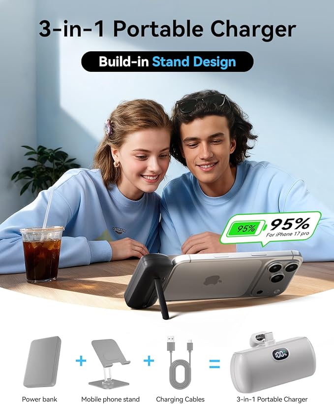 Pack de 2 Cargadores Portátiles USB C 5000mAh 22.5W miniatura 8