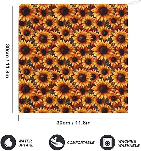 Miniatura 2 de Decorative Hand Towels for Bathroom - Retro Sunflower Print Soft Absorbent Small Bath Hand Towels for Kitchen, Farmhouse, Spa, Hotel, Guest Tea and