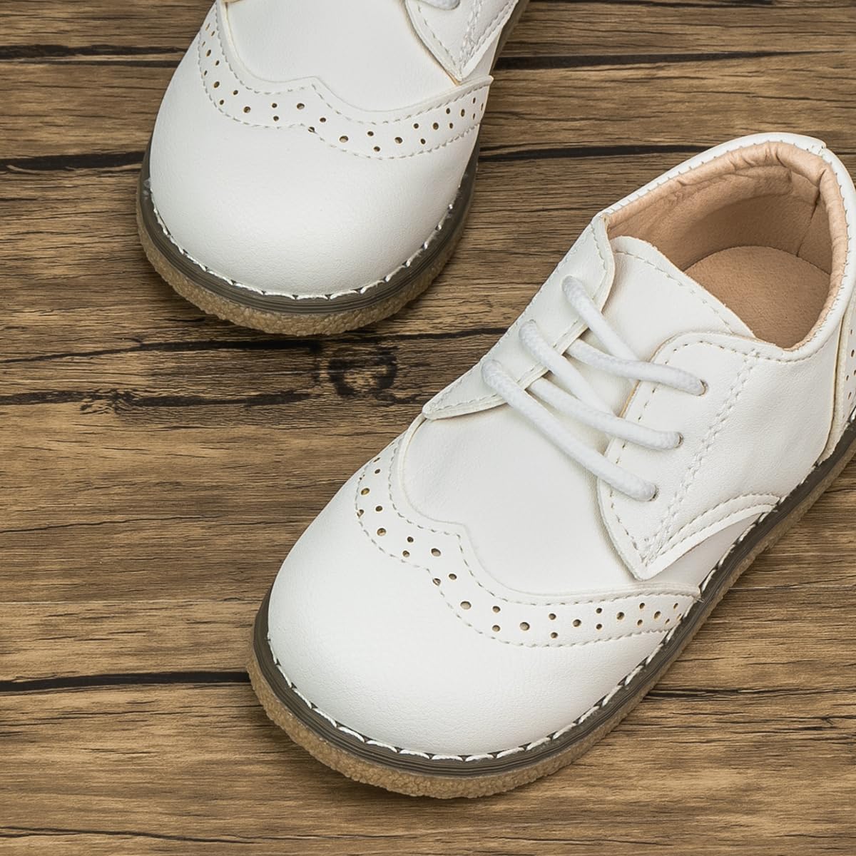 Meckior Toddler Boys Girls Black Dress Shoes Little Kid Oxford Shoes Wedding Church Dress Shoes PU Leather Lace Up School Uniform Loafer Flats - Image 6