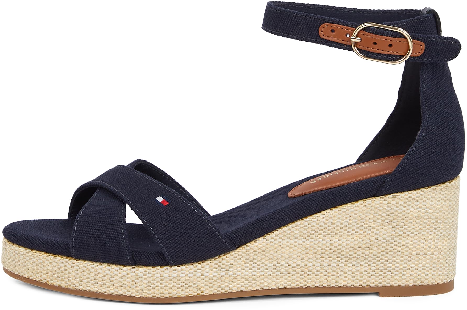 Tommy Hilfiger Damen Wedge Sandalen Flag Criss-Cros Mid mit Knöchelriemen