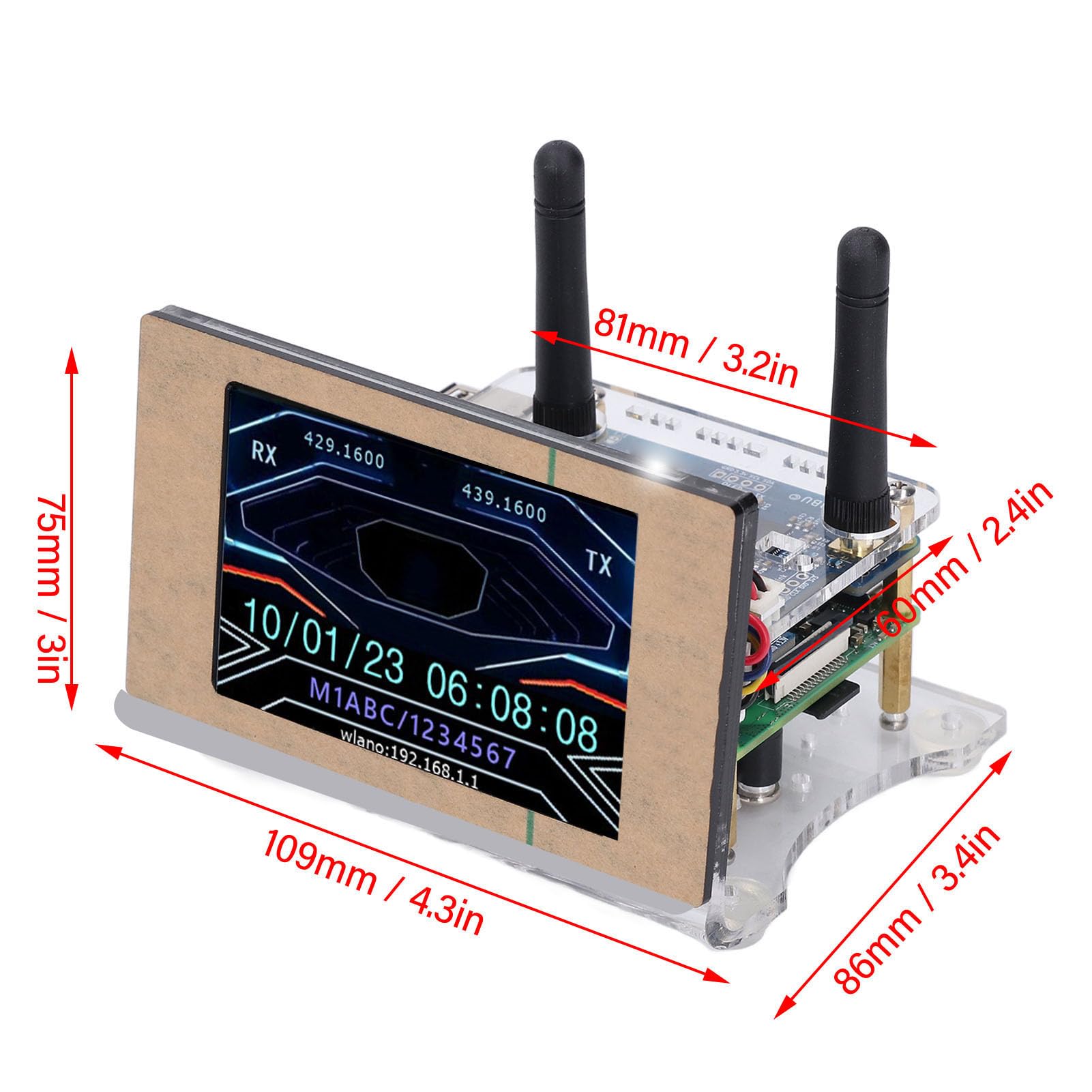 MMDVM Digital Voice Modem 3.5 Inch Color Screen Accurate Debugging MMDVM Hotspot Board with Antenna Supports Single and Duplex Modes