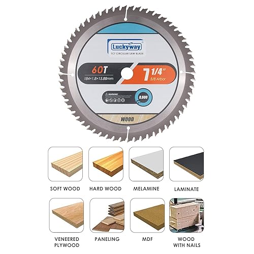 Miniatura 5 de Paquete de 4 hojas de sierra circular TCT de 4-12 pulgadas 24T y 40T con eje de 38 pulgadas para cortar madera