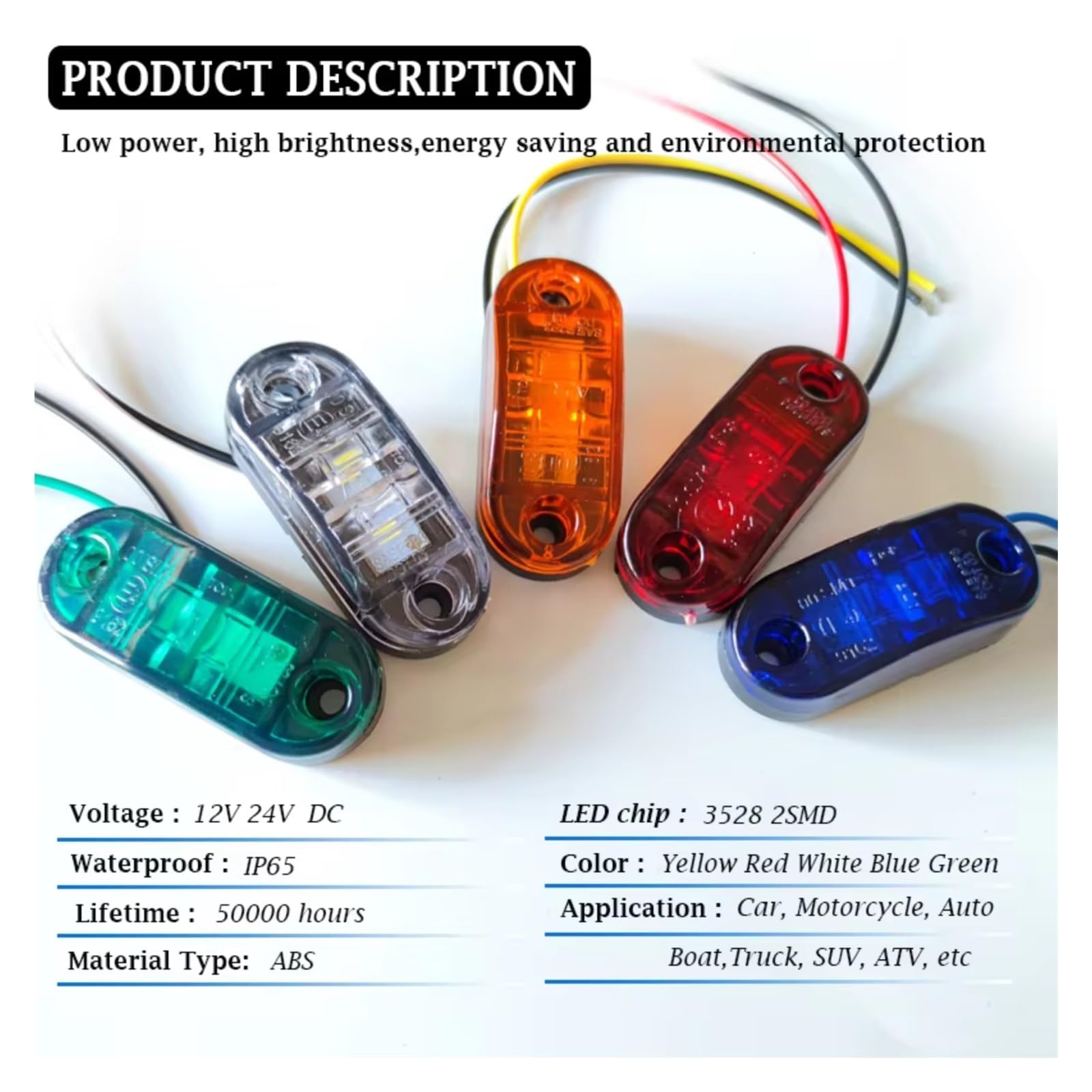 Gruppo Ottico Posteriore Per auto camion rimorchi moto barca 2 X 12 V-24 V 6 LED numero targa luce lampada fanale posteriore universale Fanale Posteriore(Bianco,20 Pieces)