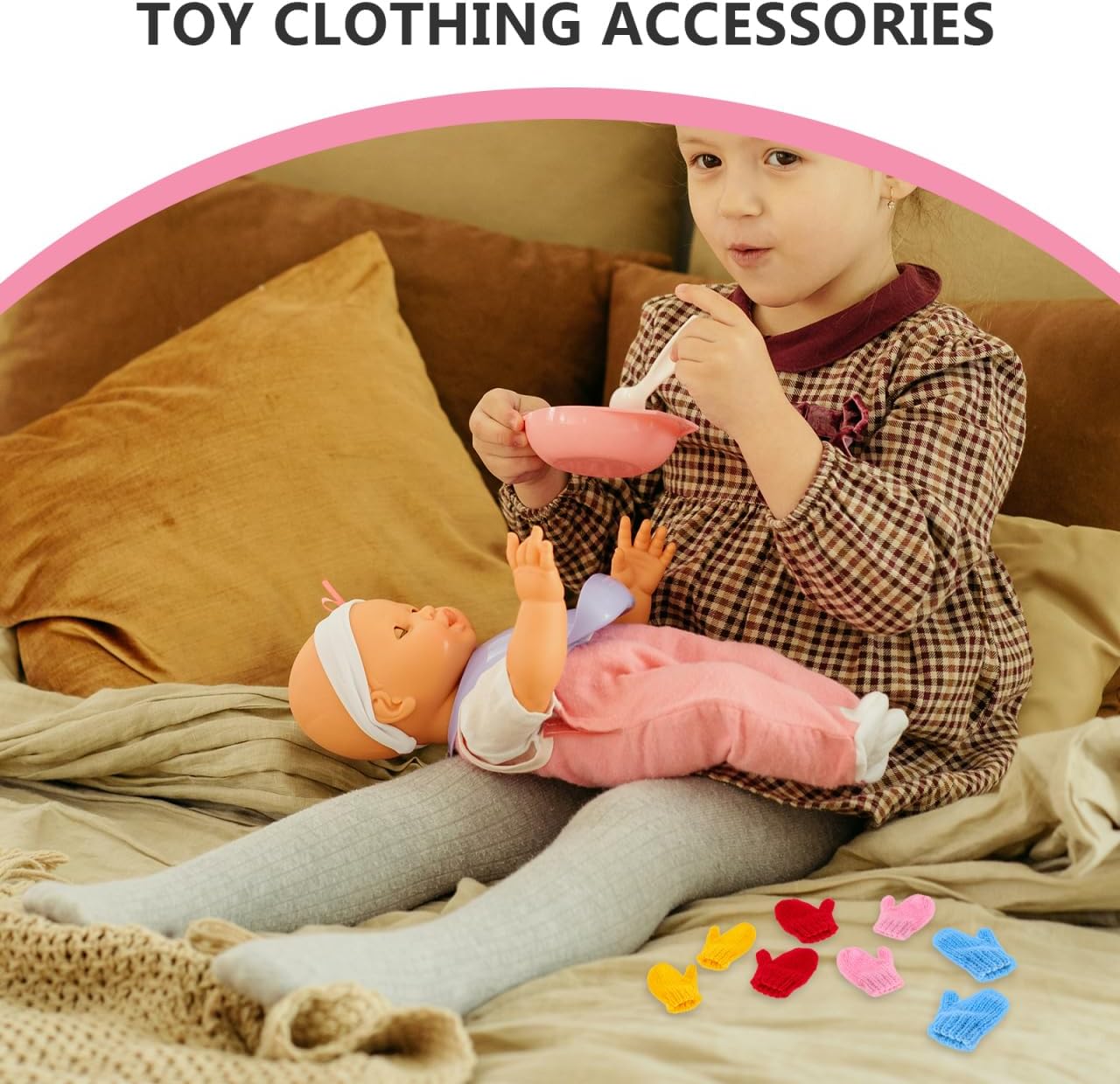 ibasenice 8 pcs Doll Gloves Mini Knitting Gloves Soft Yarn Small Knit Accessories for Dollhouse Miniatures DIY Art Supplies for Crafting Decorating Outfit Changes