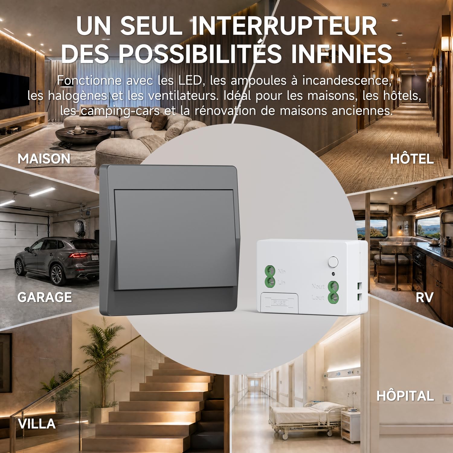 Gris interrupteur sans fil sans pile kit interupteur sans fil autoalimente RF433 va et vient sans fil sans pile radio interrupteur a bouton telecommande (Gray 1Gang 3V1) | gris wireless switches interrupteur eclairage sans fil sans piles interrupteur à di