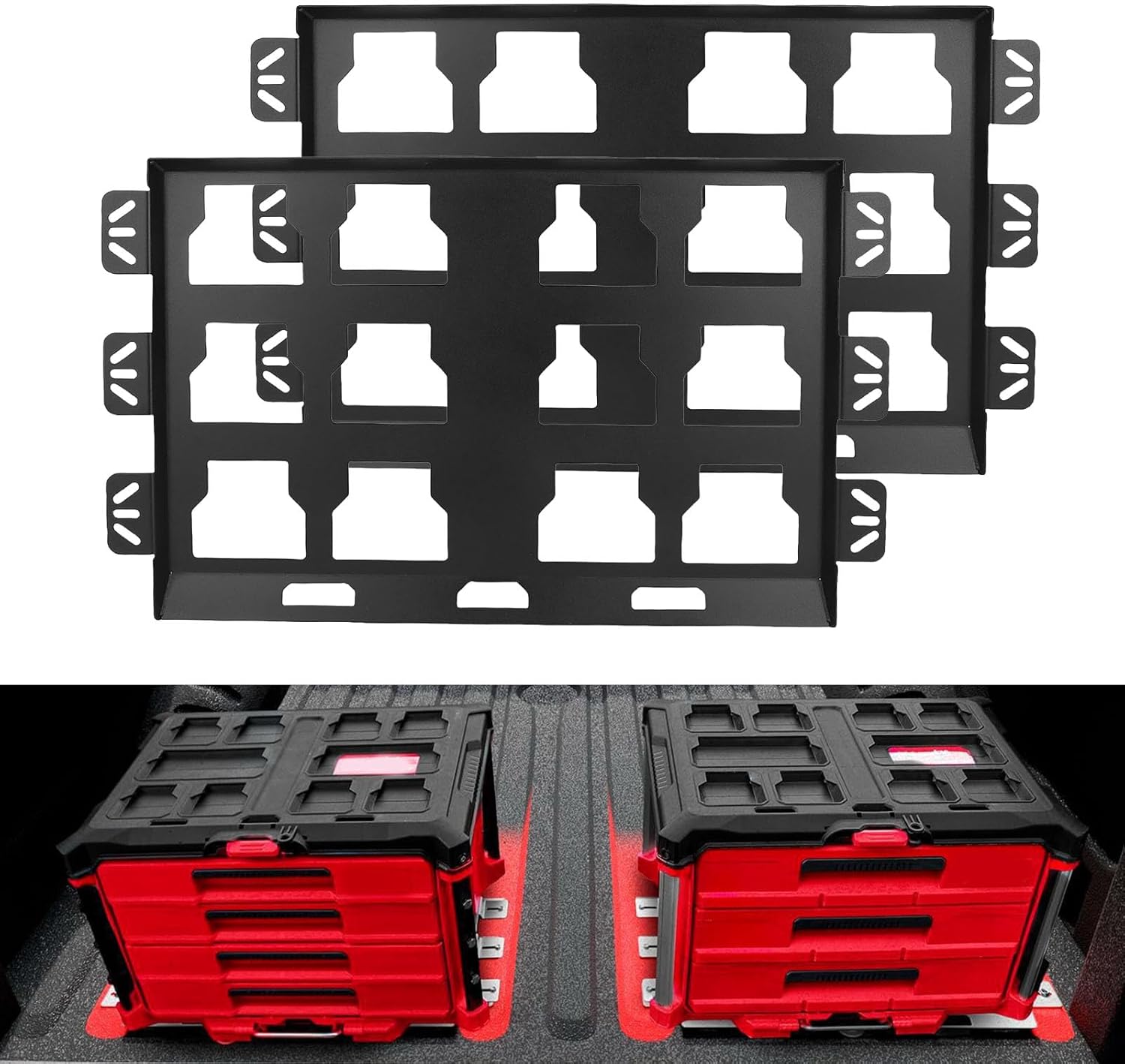 2 Pcs Heavy Duty Alloy Steel Toolbox Mounting Plate, Wall & Floor Mounting Base for Packout Toolbox, Secure Storage System with Screws and Nuts