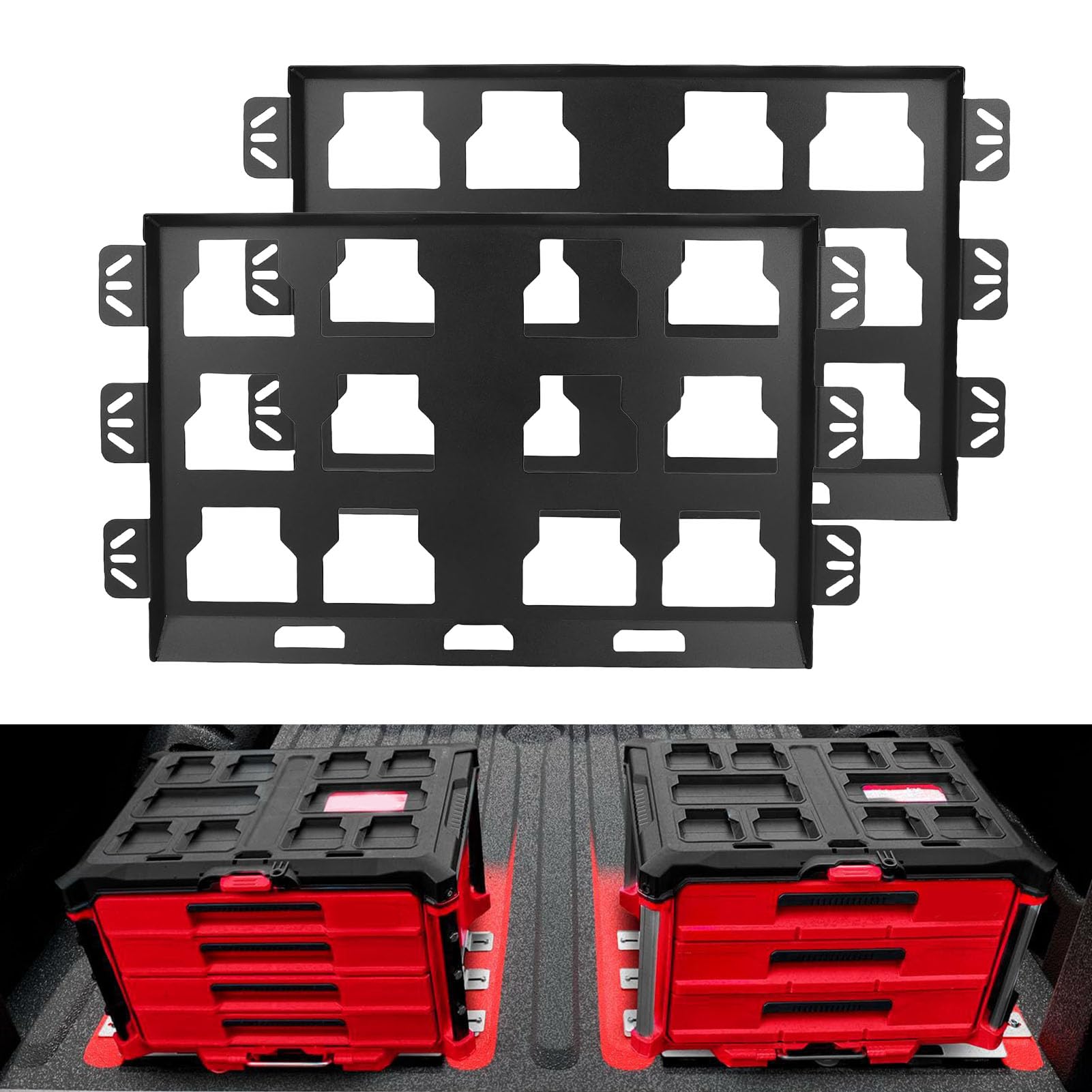 Placa de Montaje Genérica para Caja de Herramientas, Base de Metal con Bloqueo Seguro para Caja de Herramientas, Montaje en Pared o Plataforma de Camión, Adecuado para Varios Vehículos y
