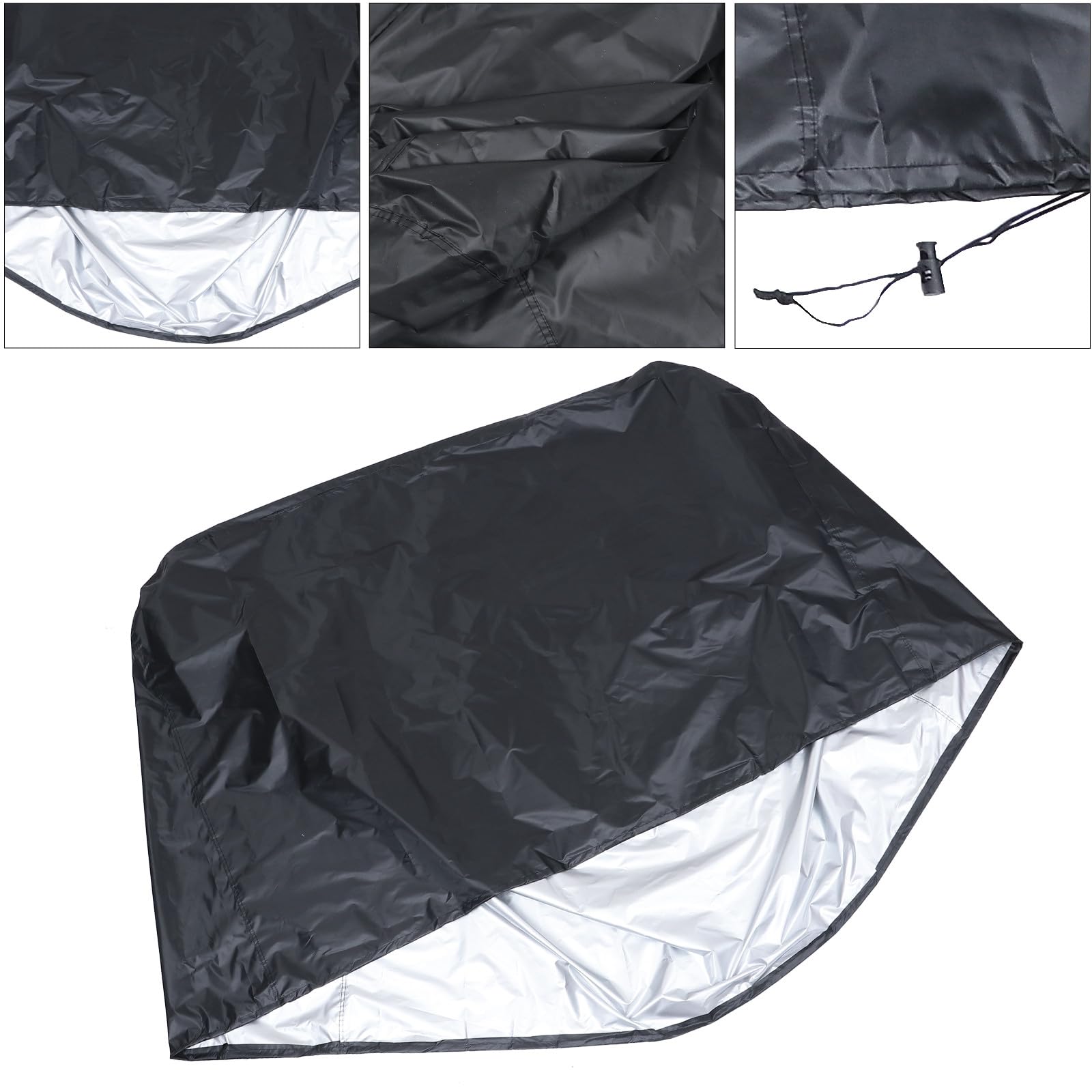 iplusmile Copertura per Barbecue Quadrata in Poliestere Nero Cinghie di Fissaggio per Proteggere Barbecue All'aperto da Acqua, Polvere e Sole
