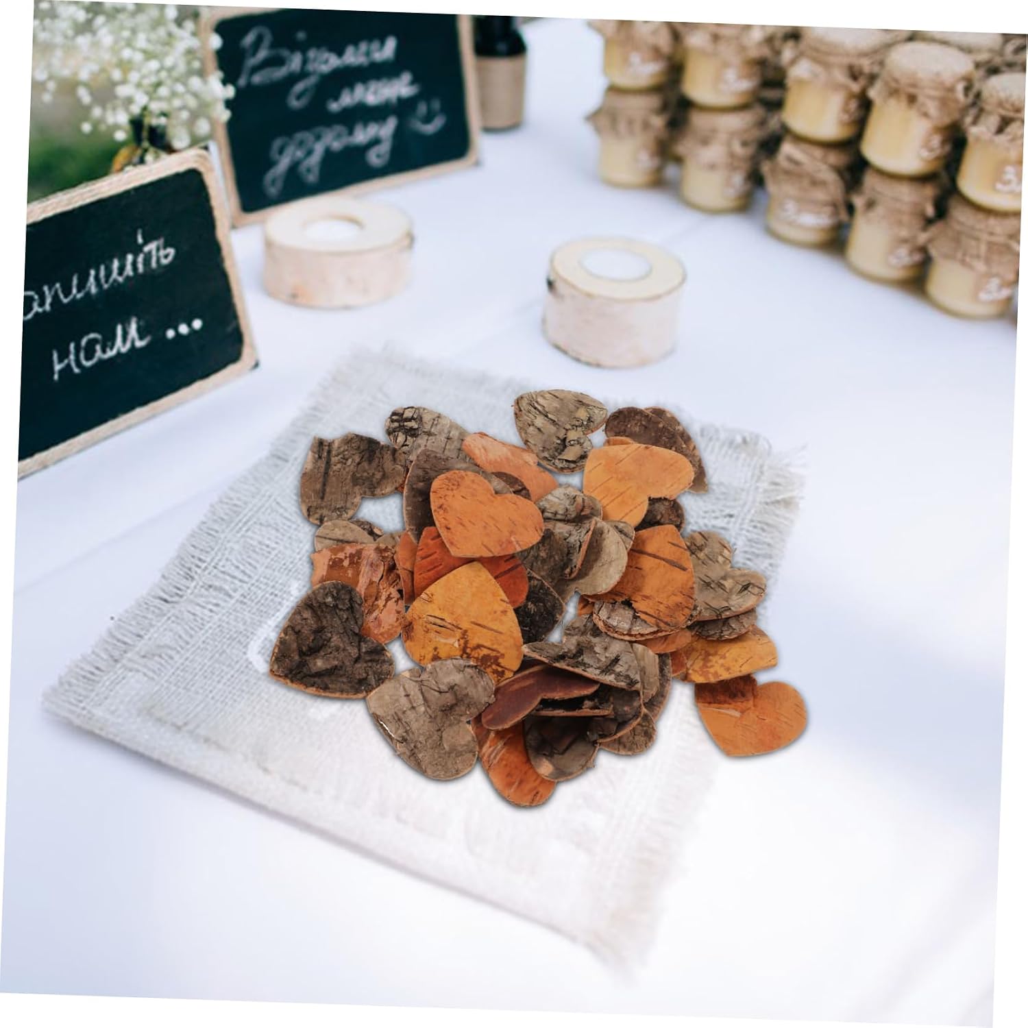 80Pcs Heart Shaped Wood Slices for Wedding Centerpieces and Crafts