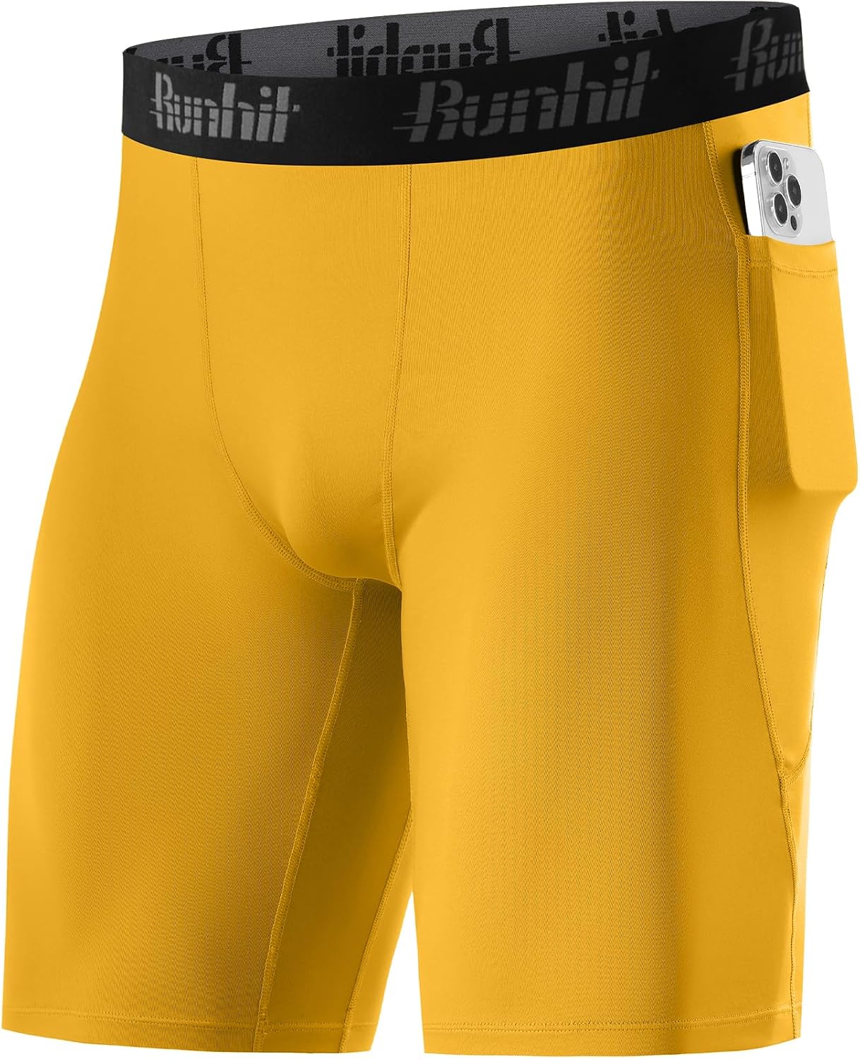 Runhit Men's Compression Shorts with Pockets – 9" Performance Athletic Shorts for Workouts Sports Running Spandex Underwear