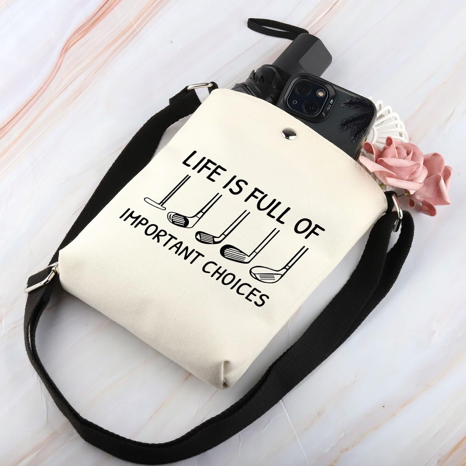 BDPWSS Golf Gifts For Women Golfer Golfing Accessories Golf Player Gift Life Is Full Of Important Choices Golf Crossbody Bag image 2