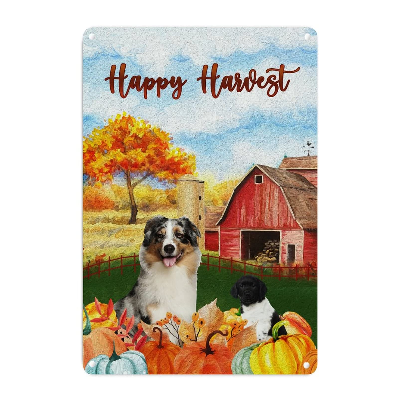 Plaque métal Shih Tzu rétro automne pour réchauffer l'atmosphère de votre foyer à Thanksgiving