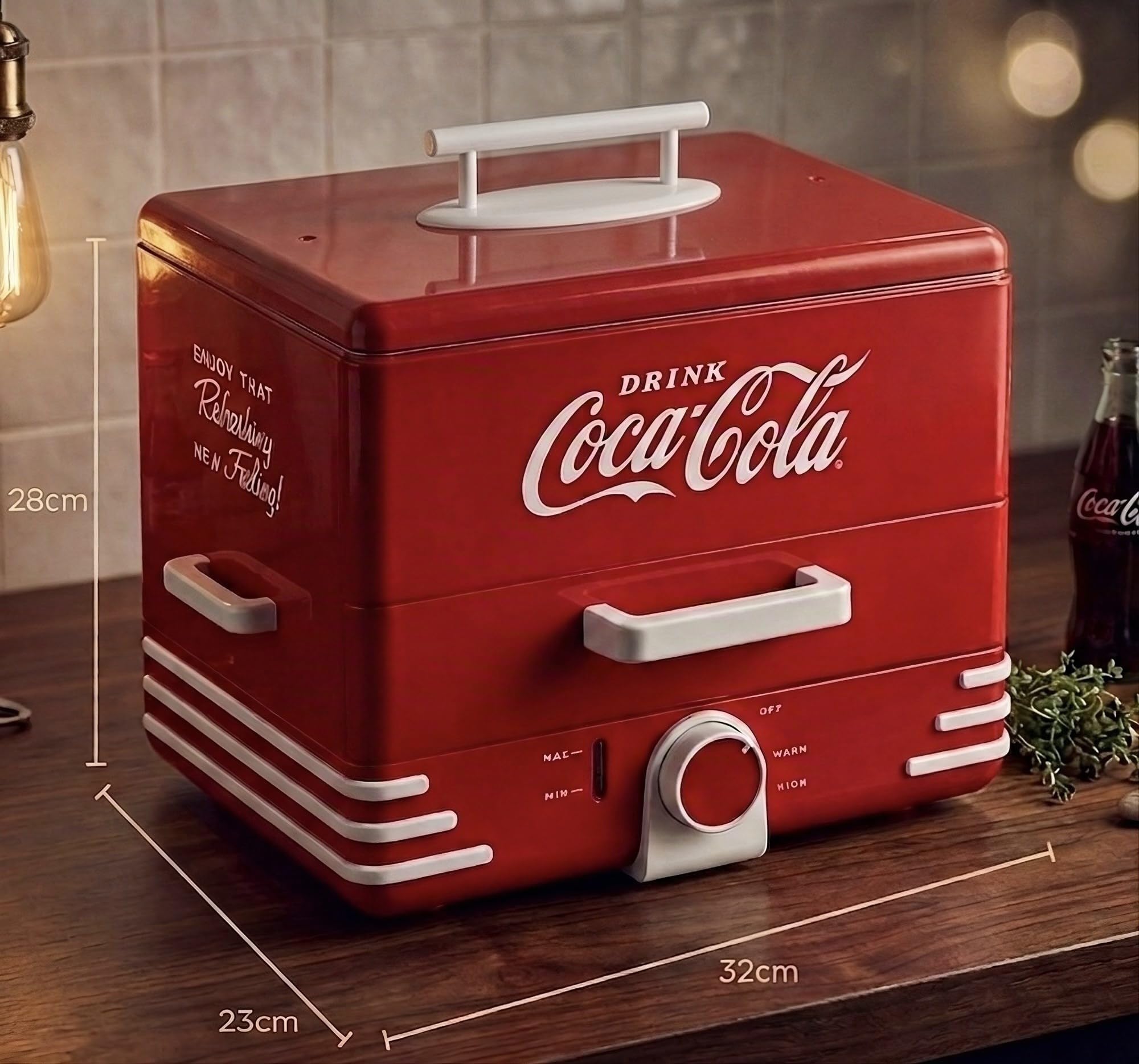 Salco Coca-Cola Hot Dog Maker – Steamer e scalda panini in stile Diner, 24 salsicce hot dog e 12 panini capacità, salsicce, verdure, pesce, gnocchi