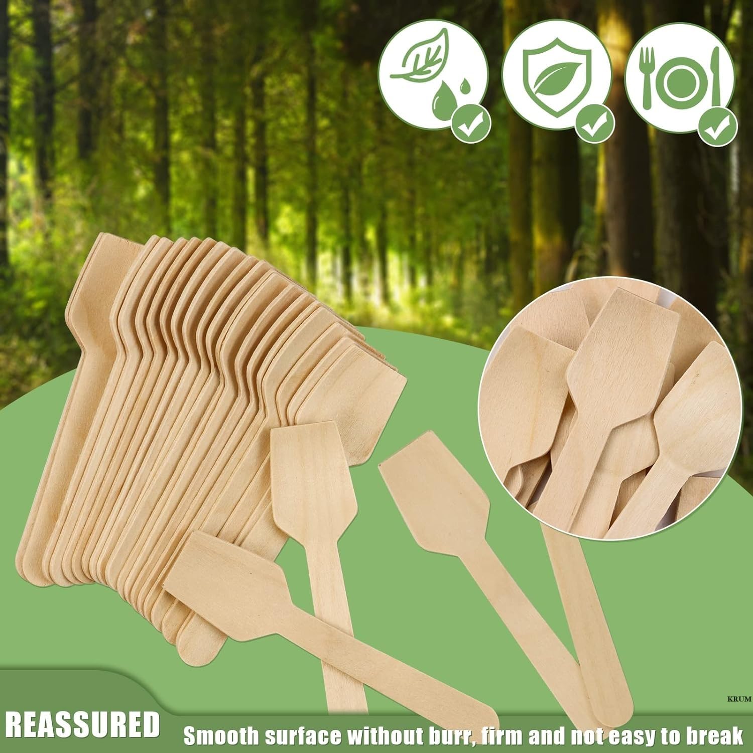 V4L Cuillère à glace en bois - Lot de 500