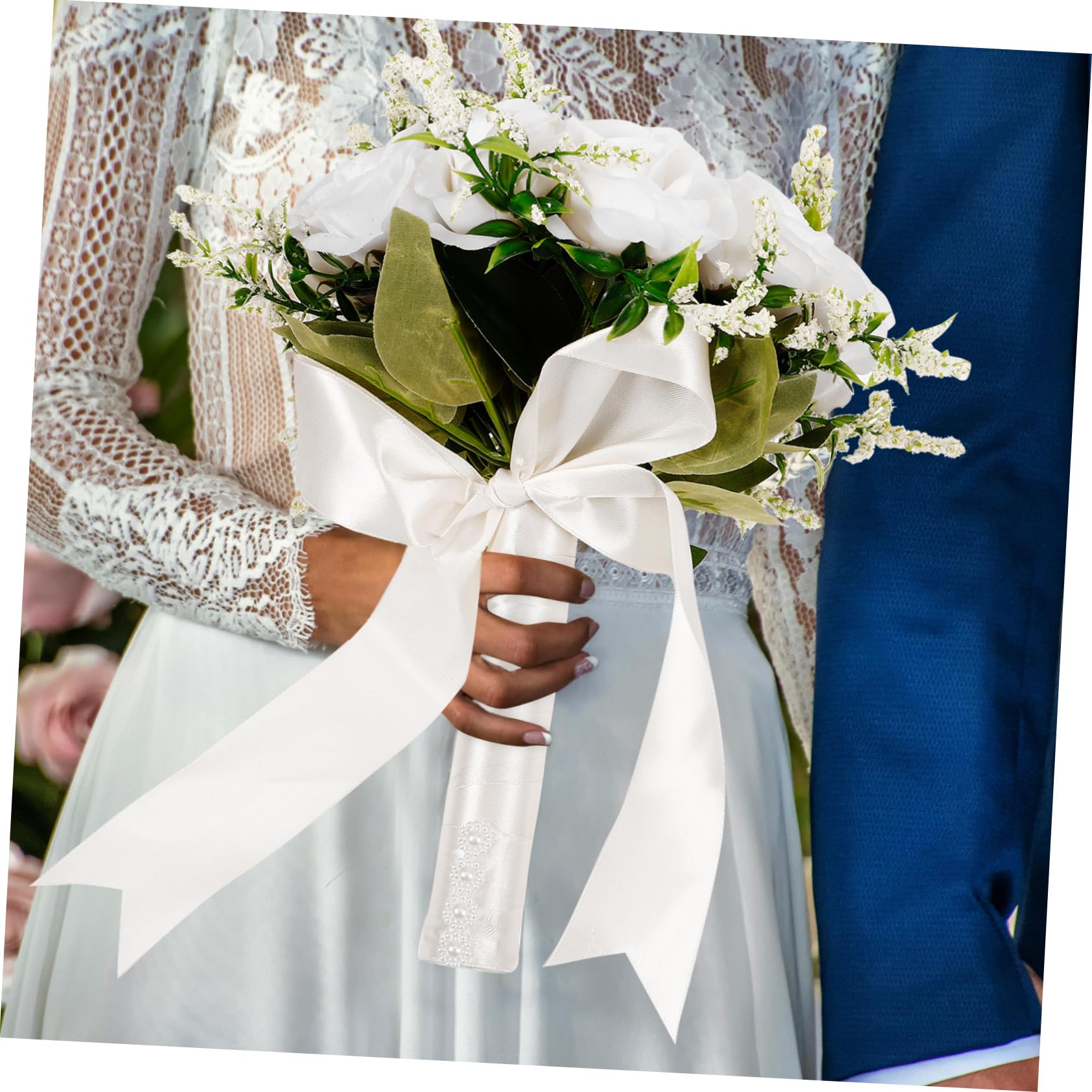 Abaodam Bouquet Di Nozze Artificiale Fiori Realistici Accessorio Per Matrimonio e Fotografia Decorazione Romantica Per Sposa Realizzato in Plastica e Seta Duraturo e Versatile