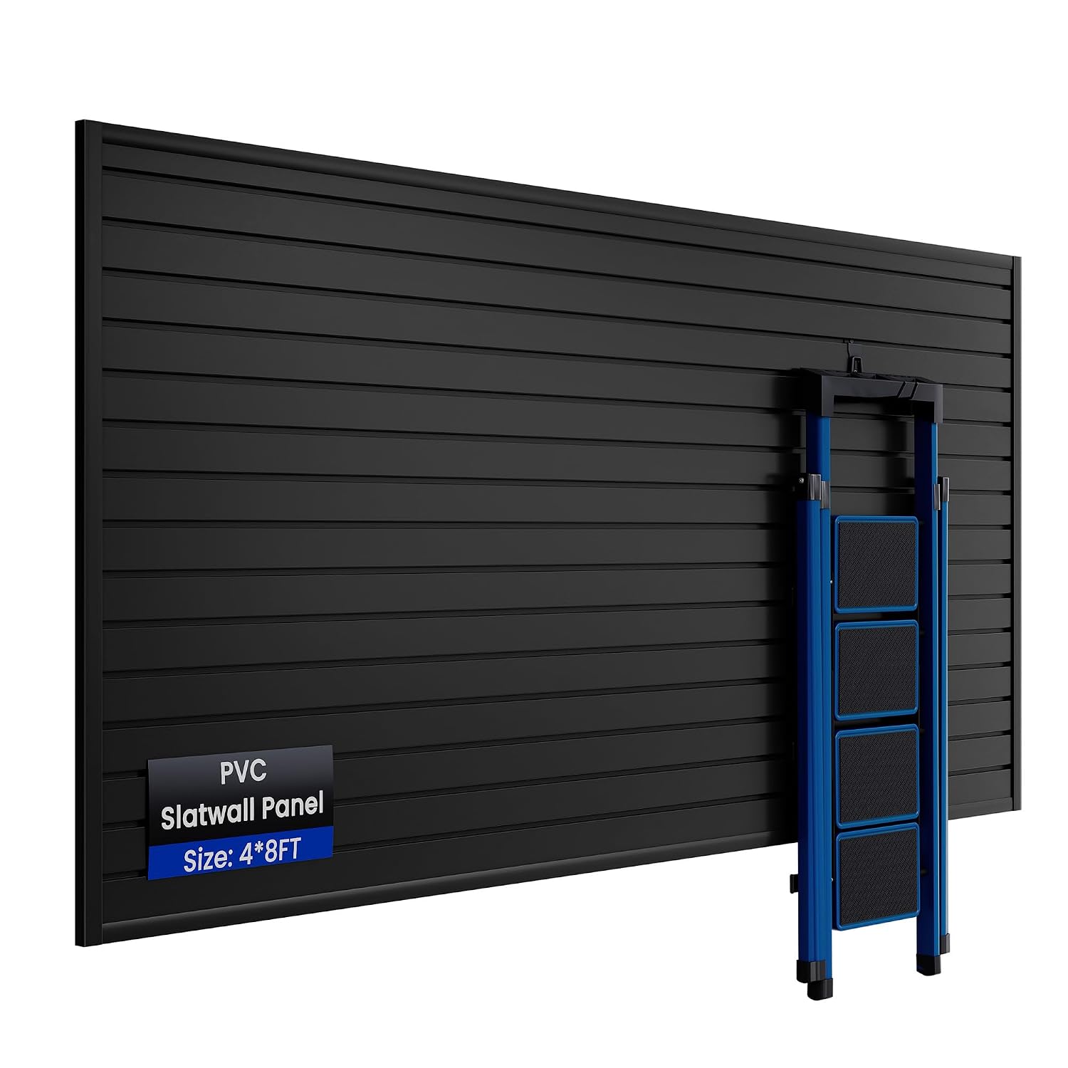 SMARTSTANDARD Heavy Duty PVC Slatwall Panels 4x8 ft - Interlocking Garage Wall Organizer System for Tools & Storage - Black