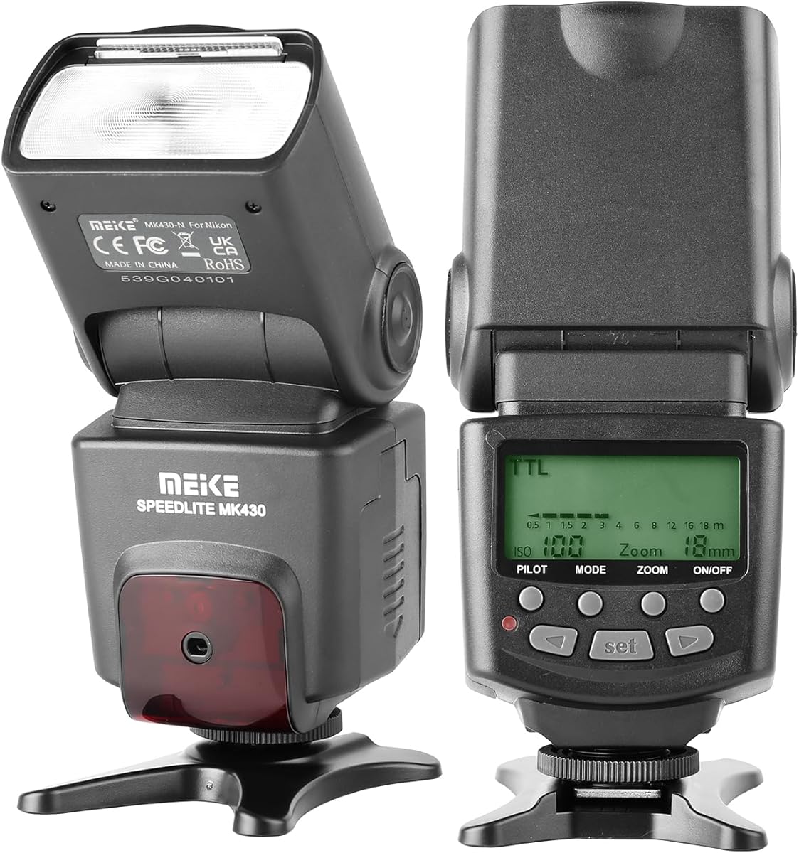 Meike MK430 TTL-Blitz Speedlite Kompatibel mit Nikon D7100 D5300 D5200 D3500 D3100 D600 D800 D3200 D90 D80 D300 D7500 D780 usw