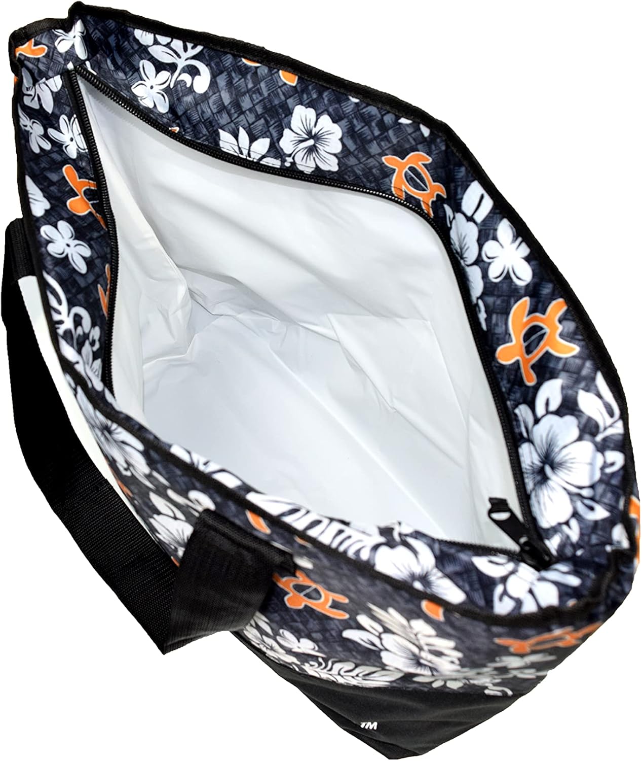 Hawaiian Print Large Insulated Cooler Tote Bag 245 (Honu Family 2 - Navy/Pink)