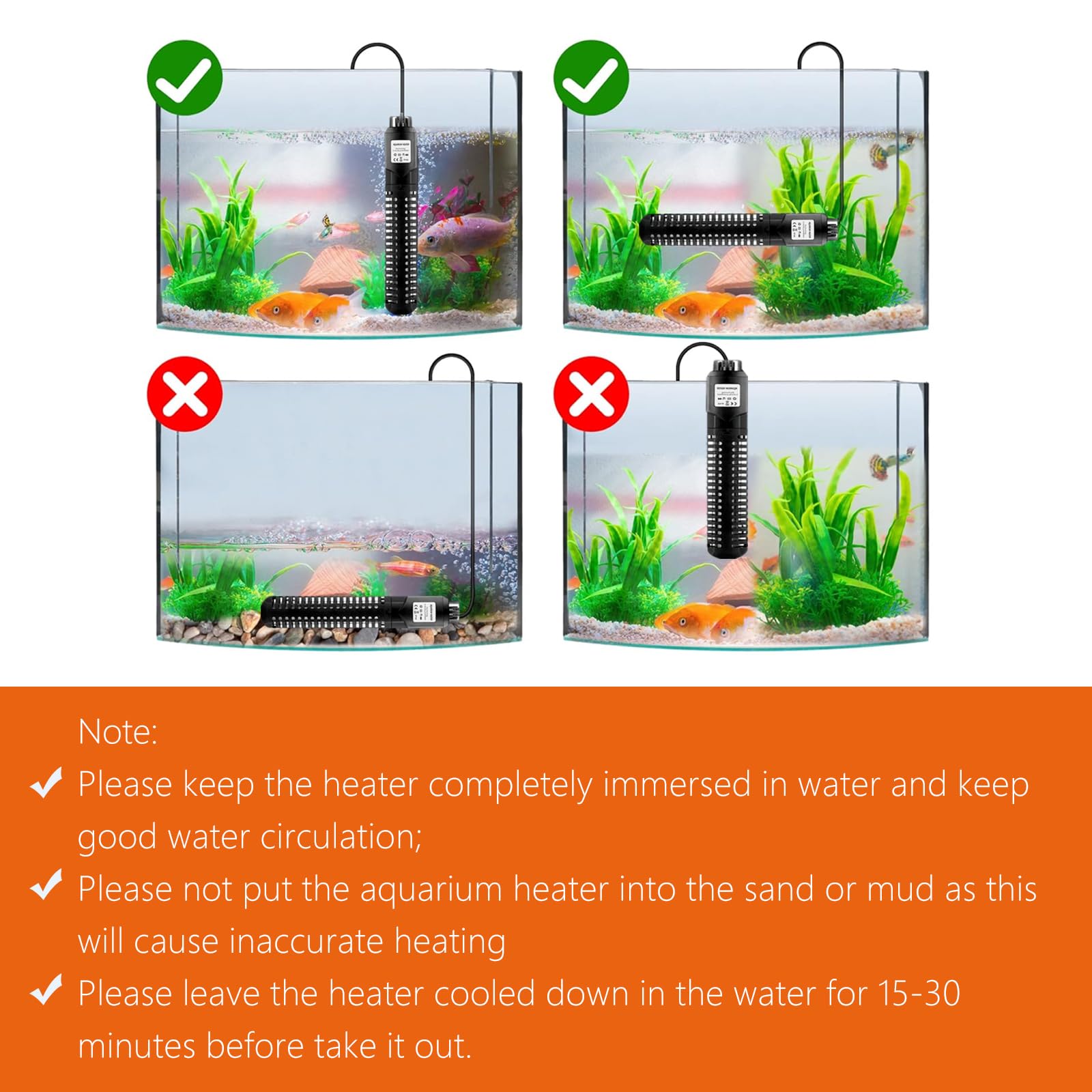 Aquarium-Heizung, 300 W Aquarium-Heizung mit externem LED-Thermostat-Controller, intelligenter Überhitzungsschutz, Übertemperaturschutz, Memory-Funktion, tauchfähiger Aquariumstrahler für 150 l Süß