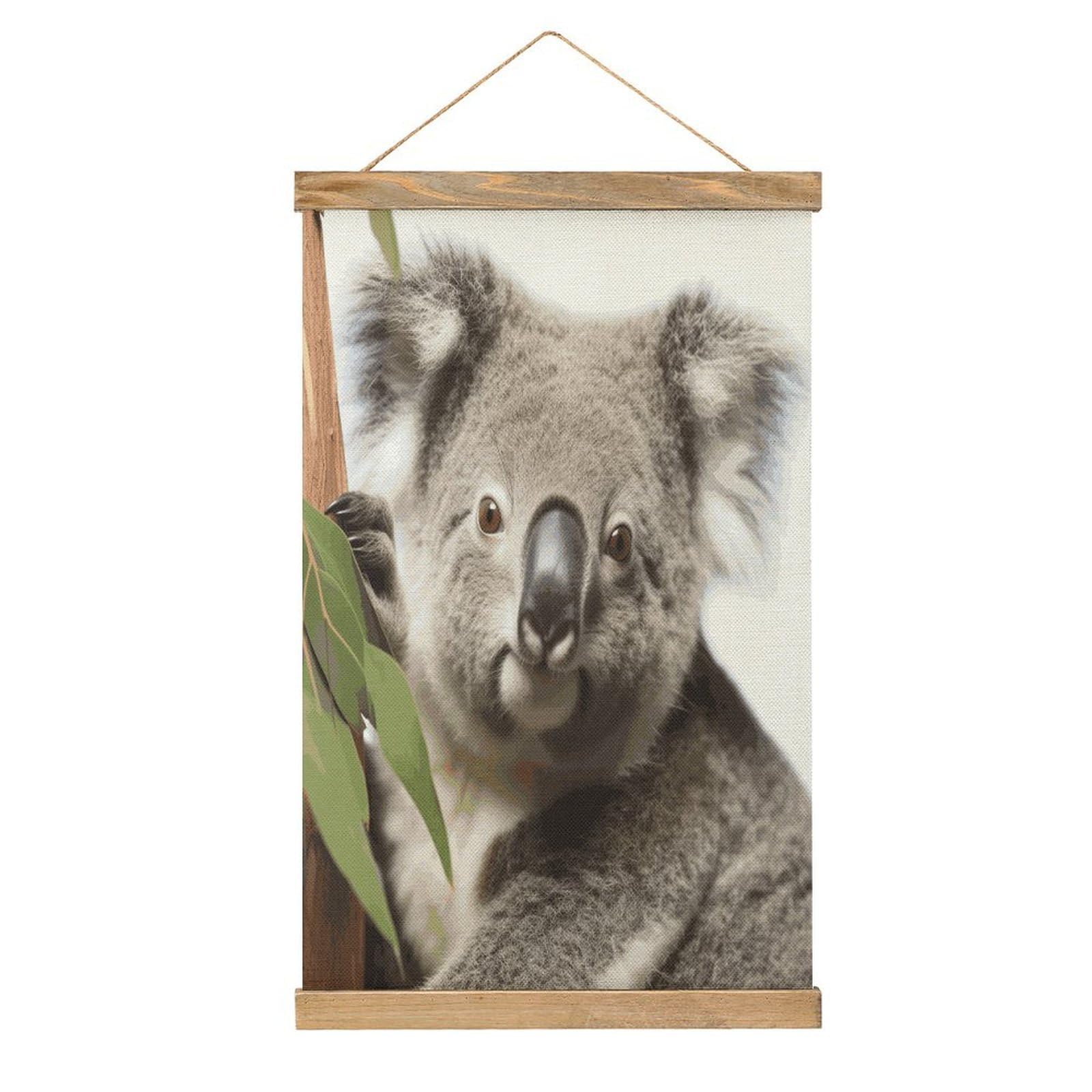FekiLoot Koala Bear Linen Hanging Painting Vintage Poster Hanger Frame Wall Decor Art Painting Printed on Linen Without Fading Living Room Office Bedroom Playroom Apartment Decor