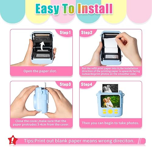 Miniatura 7 de 12 rollos de cámara de impresión instantánea para niños, papel de impresión térmica, impresión fotográfica HD para la mayoría de los niños, cámara