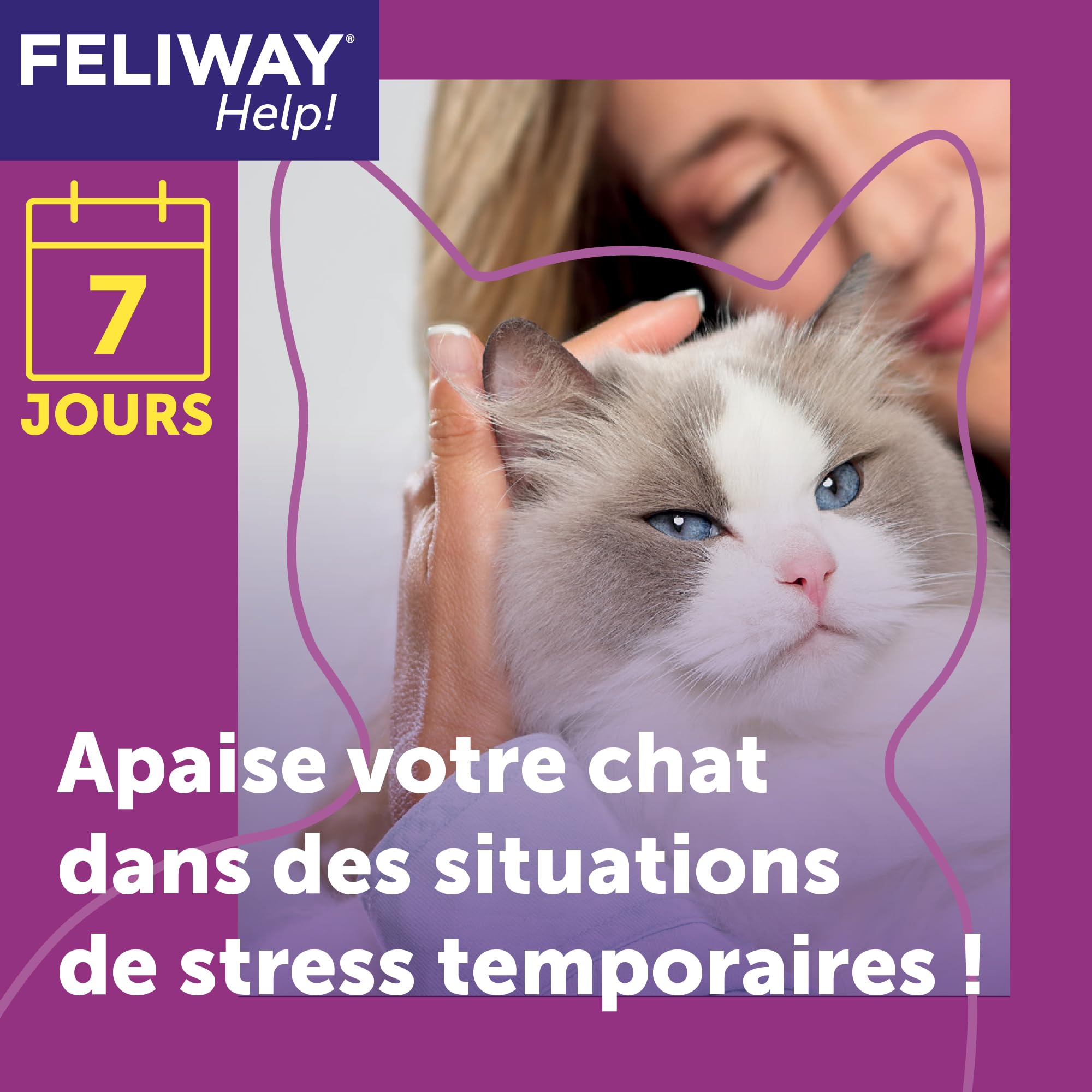 FELIWAY Help! Diffuseur + Recharge de phéromones apaisantes pour Chats (durée de 7 Jours). Aide à Calmer Votre Chat Pendant Les Situations de Stress ponctuel. Recommandé par Les vétérinaires.