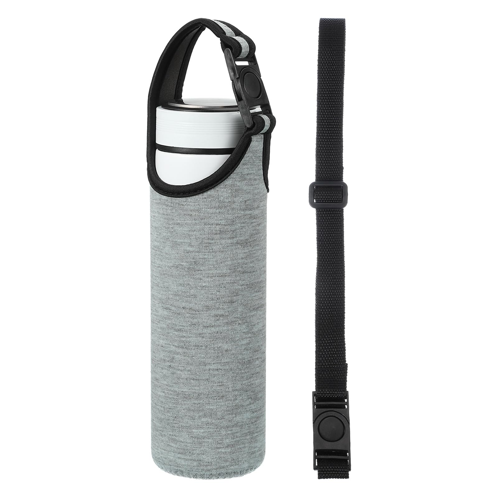 sourcing map 2pcs Neoprene Water Bottle Sleeve, 15.5-20oz Insulated Water Glass Bottle Carrier Bag Collapsible Drink Bottle Sleeve Cover Holder with 2 Straps, Gray