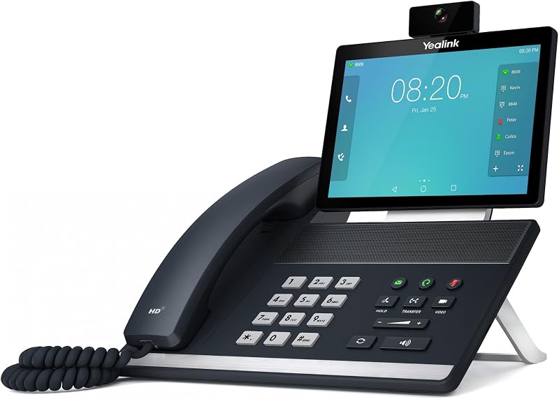 Yealink VP59 Smart Video IP Phone, 16 VoIP Accounts. 8-Inch Adjustable Color Touch Screen. Dual USB 2.0, 802.11ac Wi-Fi, Dual-Port Gigabit Ethernet, 802.3af PoE, Power Adapter Not Included (SIP-VP59)