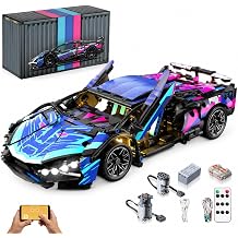 Sports Car Building Set for Boys Adults with RC Remote Control APP, 114 Race Car Model Kits with Lights, Supercar Toys Birthday Gifts for Kids Boys Girls Teens Age 8+ 1186 PCS