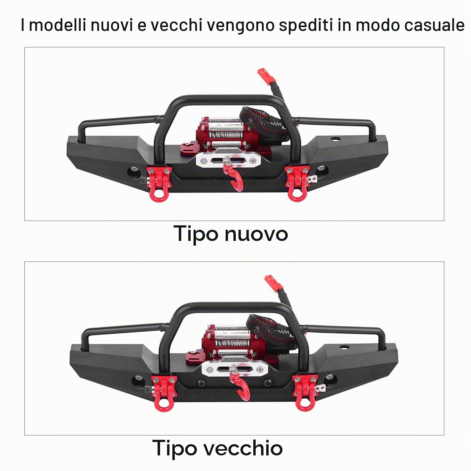 Akozon Paraurti Anteriore RC, Lega di Alluminio con verricello per -4 Parte di aggiornamento del cingolo per Auto Accessorio di Design Classico in Metallo Pesante di Grandi