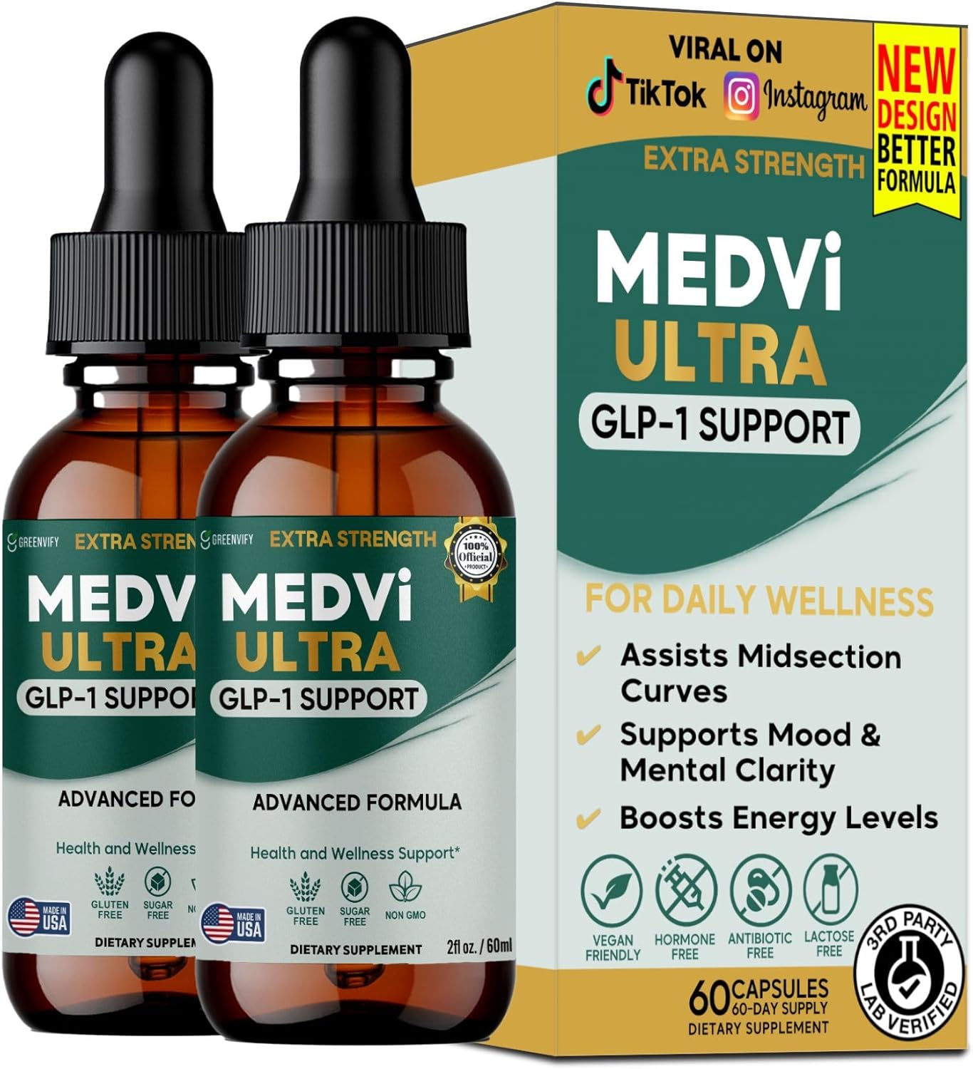 MEDVi Ultra GLP-1 Support, Advanced Formula, 60 Servings, Liquid Drops (2)